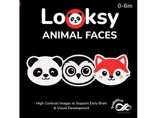 Looksy: Animal Faces - High-Contrast Baby Book for Newborns & Infants (0-6 Months) Visual Stimulation & Sensory Development: Black and White Baby Book