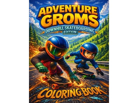 Adventure Groms: Fast Downhill Riding, Longboard Speed Runs, Mountain Roads, and Action Sports Scenes for Kids, Teens, and Adults Bold Easy-to-Color P