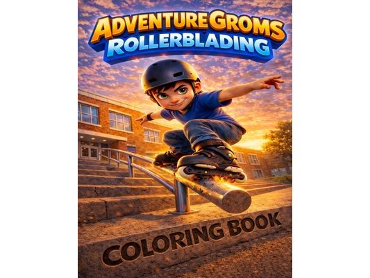 Adventure Groms: Inline Skating, Skate Park, Rail Grinds, and Outdoor Action Scenes for Kids, Teens, and Adults Bold Easy-to-Color Pages, Screen-Free