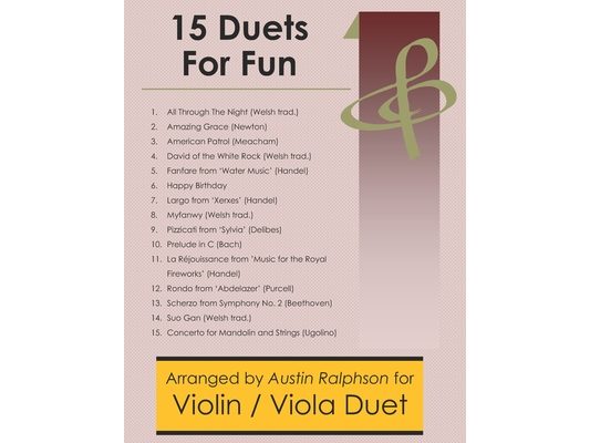 15 Violin and Viola Duets for Fun (popular classics) - various levels