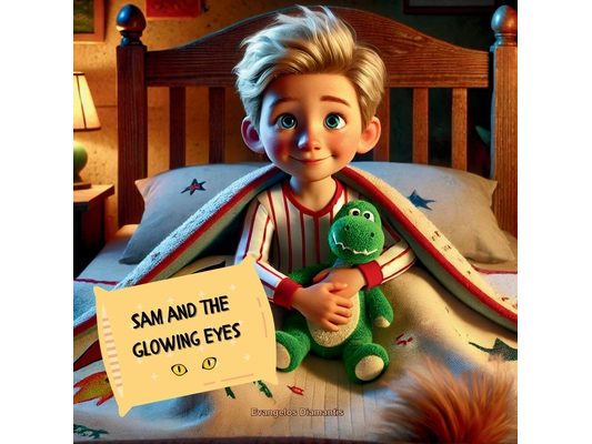 Sam and glowing eyes: Sam's third night sleeping alone