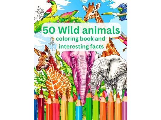50 Wild Animals Coloring Book and Interesting Facts For Kids (Educational Coloring Books for Kids)
