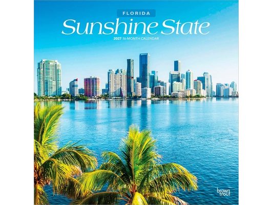 Sunshine State Florida Places 2027 12 X 24 Inch (Hanging) Monthly Square Wall Calendar Plastic-Free