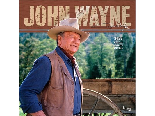 John Wayne Official 2027 12 X 24 Inch (Hanging) Monthly Square Wall Calendar Foil Stamped Cover Plastic-Free