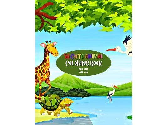 50 Cute Animal Coloring Book: For Kids Age 4-8
