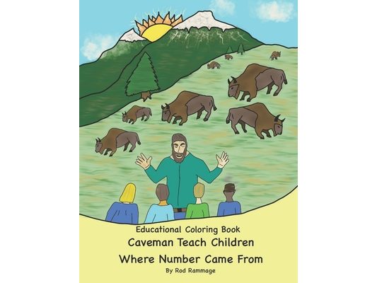 Educational Coloring Book Caveman Teach Children Where Numbers Came From Counting