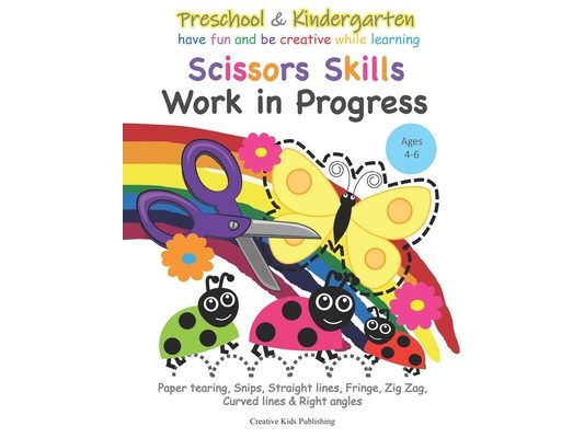 Preschool & Kindergarten Scissors Skills Work in Progress: Paper tearing, Snips, Straight lines, Fringe, Zig Zag, Curved lines & Right angled