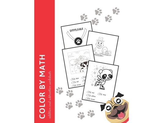 Color by math addition and subtraction worksheets: 1st grade math workbook addition and subtraction within 20, color by math problems, color by number