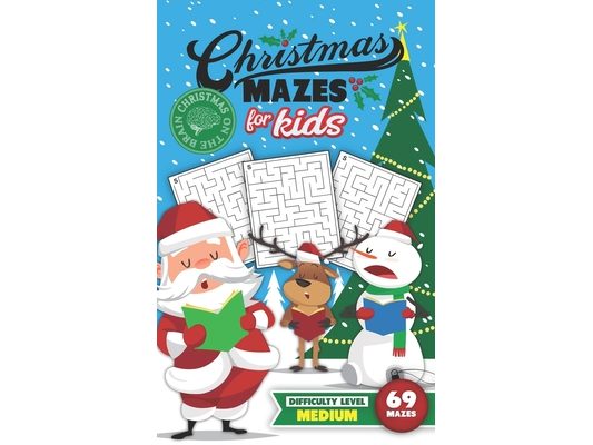 Christmas Mazes for Kids 69 Mazes Difficulty Level Medium: Fun Maze Puzzle Activity Game Books for Children - Holiday Stocking Stuffer Gift Idea - San