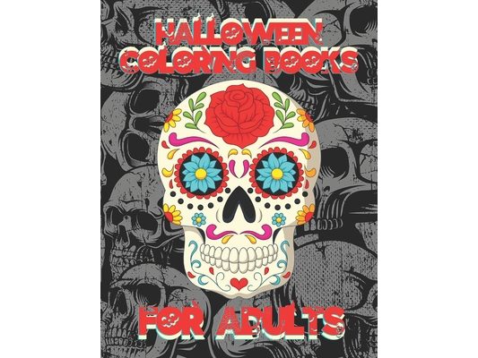 Halloween Coloring Books for Adults: Rose Floral Skull Coloring Books, Relaxation Activity Books, Under 10 Dollar, Cute Halloween Art Notebook, Gift I