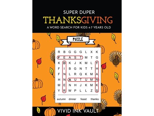 SUPER DUPER Thanksgiving - A Word Search for Kids 4-7 Years Old