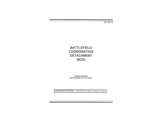 FM 100-13 Battlefield Coordination Detachment (Bcd)