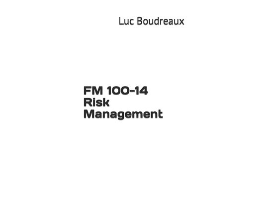 FM 100-14 Risk Management