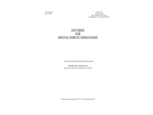 FM 31-20 Doctrine for Special Forces Operations