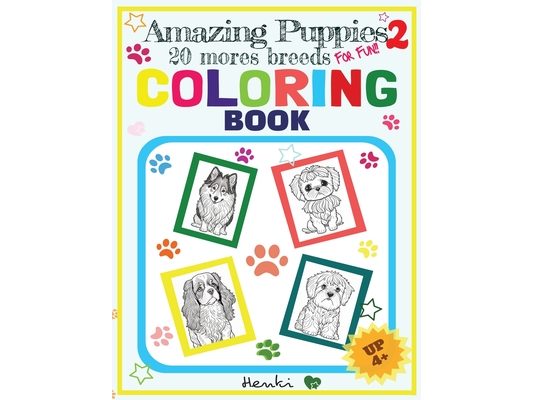 Amazing Puppies 2: 20 more dog breeds for fun - Coloring Book (up 4 years old)