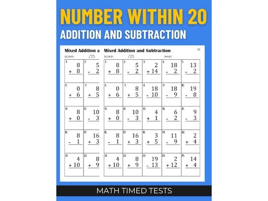 Math Timed Tests: Number within 20 Addition and Subtraction