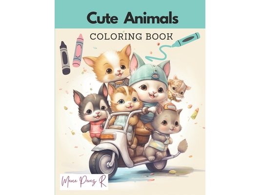 Cute Animals Coloring Book for Kids: 50 Captivating detailed drawings to entertained kids for hours