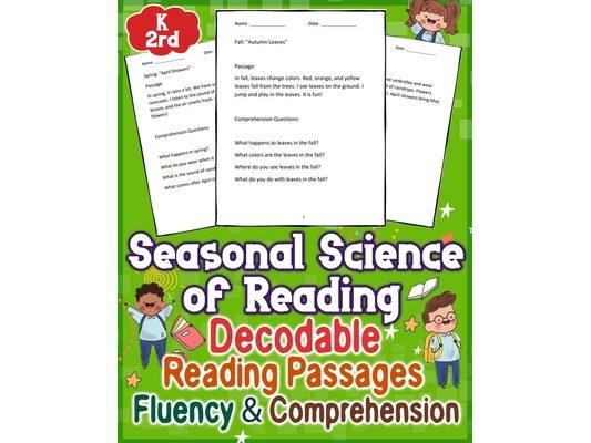 Seasonal Science of Reading Decodable Reading Passages Fluency & Comprehension Grade k-2rd: Explore the synergy of decodable readers, reading passages