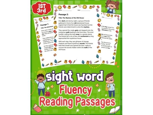 sight word fluency reading passages for Grades 1st to 3rd: Elevate early reading skills with our engaging sight word fluency passages designed for Gra