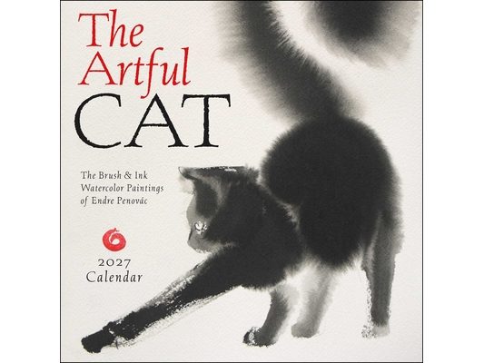 The Artful Cat 2027 Wall Calendar: Brush and Ink Watercolor Paintings