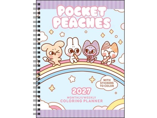 Pocket Peaches 2027 Monthly/Weekly Coloring Planner with Stickers to Color