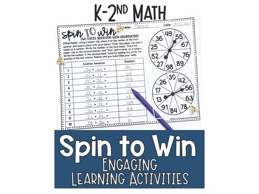 Math Games for Kindergarten, First Grade, and Second Grade: Fun Math Practice & Activities for Kids Ages 5-8: Spin to Win - Engaging Learning Activiti