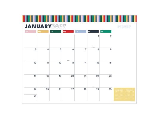 Cal 2027- Long Weekend Large Desk Pad Monthly Blotter